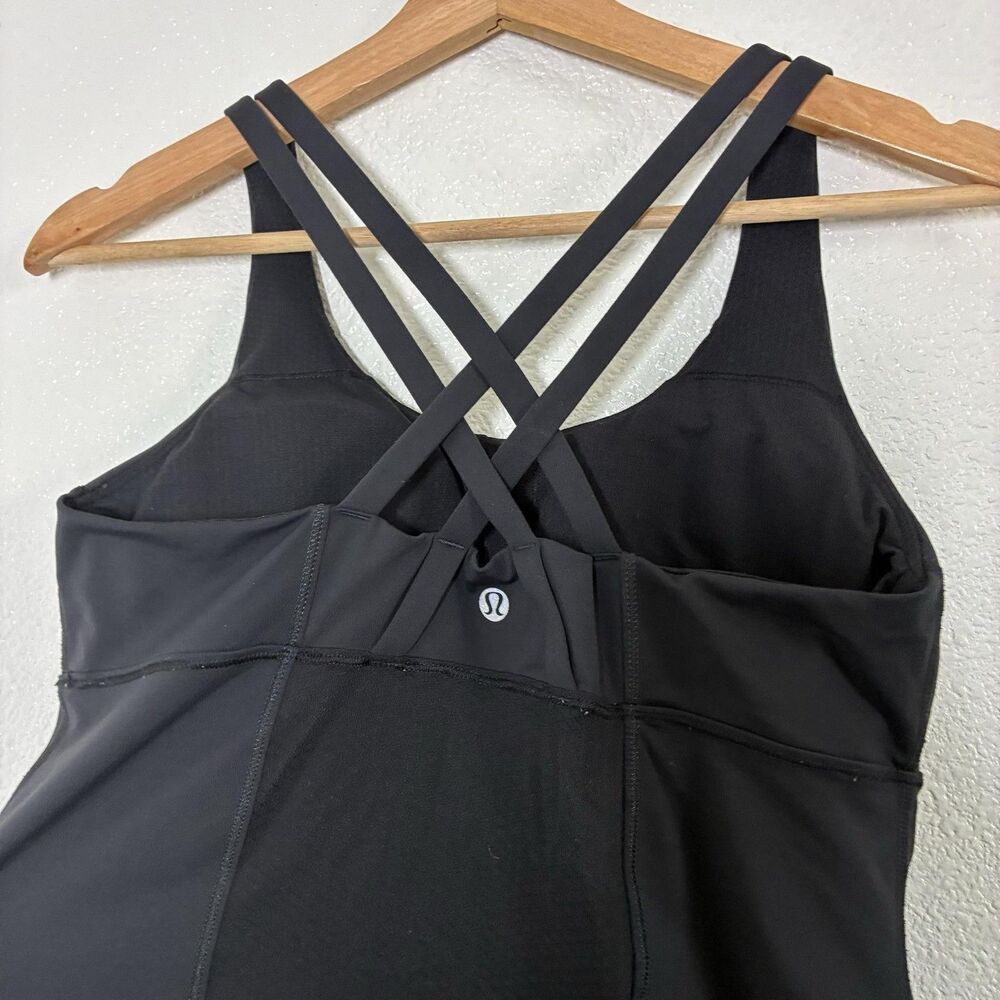 Lululemon Energy Tank Top Medium Black Crossback Built In Bra Athletic Yoga - Picture 7 of 11